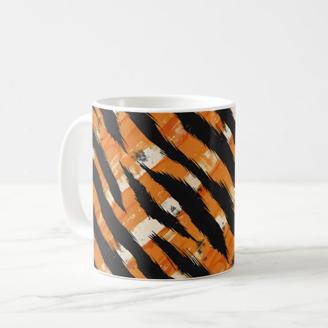 Schwarz-Orange-Streifenmuster Kaffeetasse (Vorderseite Links)