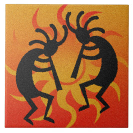 Schwarz & Orange Südwest Design Tribal Sun Fliese