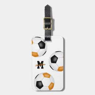 Schwarz-Orange Team Farben Jungs Fußball-Tasche Gepäckanhänger