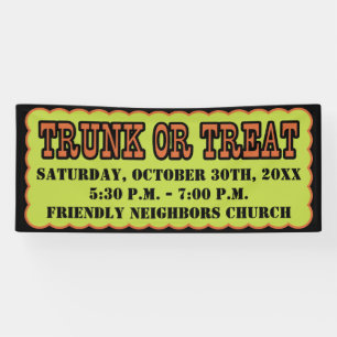 Schwarz, Orange und Grün Trunk Or Treat Banner
