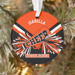 Schwarz, Orange und Weiß Cheerleader Ornament