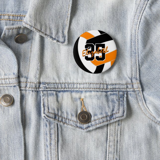 Schwarz-Orange-Volleyball-Mannschaftsfarbe Button (Beispiel)