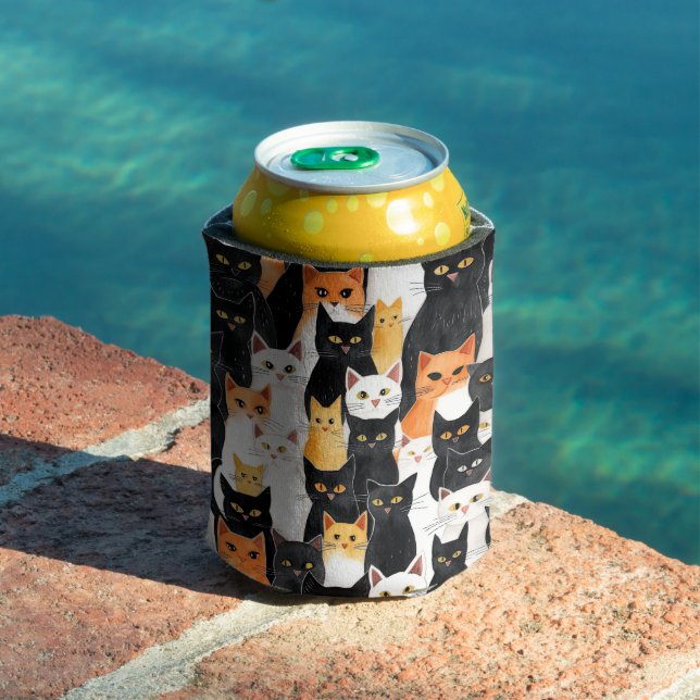 Schwarz-Orange-weiße Katzen Dosenkühler (In Situ Pool)