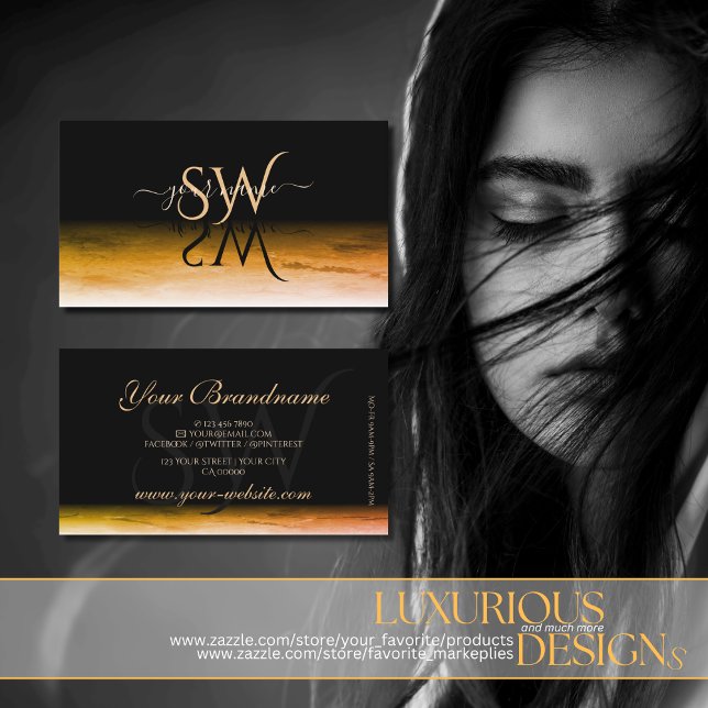 Schwarz-orangefarbenes Muster Shadow Schriftart In Visitenkarte (Von Creator hochgeladen)