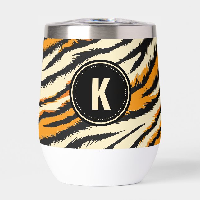 Schwarz-orangefarbenes Tiger-Muster-Monogramm (Vorderseite)