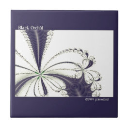 Schwarz Orchid Fraktal Art Floral Muster Fliese