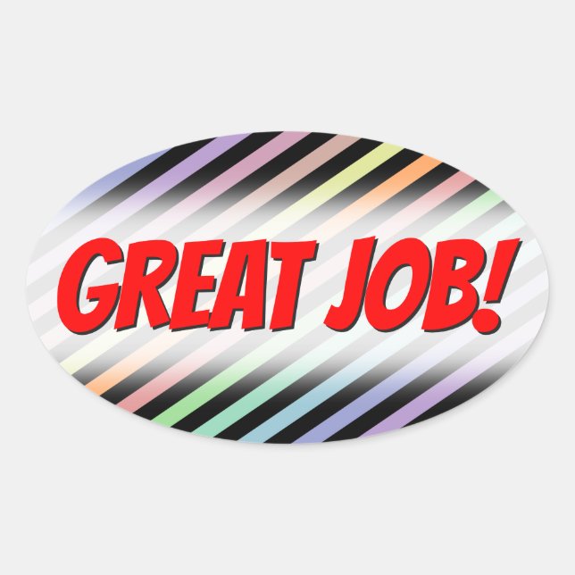 Schwarz & Pastellfarbene Linien Muster + GROSSER J Ovaler Aufkleber (Vorderseite)