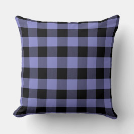 Schwarz/Periwinkle Buffalo Kariertes Muster wirbel Kissen