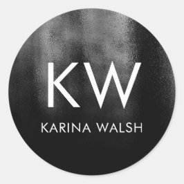 Schwarz-personalisiert-Erstkleber für Monogramm Runder Aufkleber