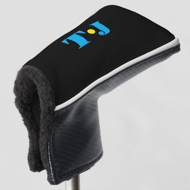 Schwarz Personalisiert Golf Headcover (3/4 Vorderseite)