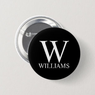 Schwarz-Personalisiert-Monogramm und Name Button