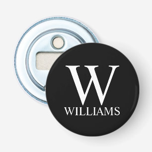 Schwarz-Personalisiert-Monogramm und Name Flaschenöffner