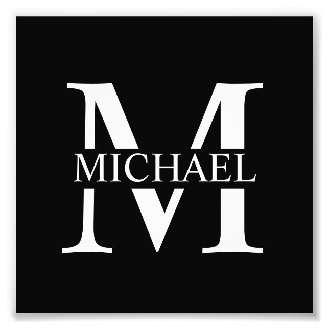 Schwarz-Personalisiert-Monogramm und Name Fotodruck (Vorne)