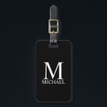 Schwarz-Personalisiert-Monogramm und Name Gepäckanhänger<br><div class="desc">Personalisierte Monogram und Name Giftspenden verfügen über personalisierte Monogramme und Namen im klassischen Serif-Schriftart-Stil auf schwarzem Hintergrund.

Perfekt als Urlaubsgeschenk,  Vatertagsgeschenk,  Wiedersehen-Favoriten,  Dankeschön für Trauzeugen und Geschenk für alle besondere Anlässe.</div>