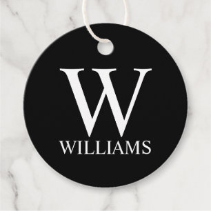 Schwarz-Personalisiert-Monogramm und Name Geschenkanhänger