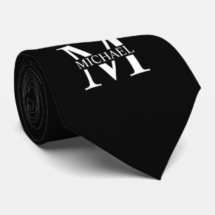 Schwarz-Personalisiert-Monogramm und Name Krawatte