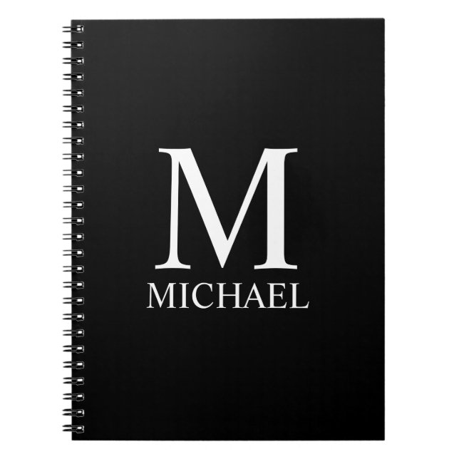Schwarz-Personalisiert-Monogramm und Name Notizblock (Vorderseite)