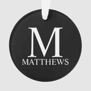 Schwarz-Personalisiert-Monogramm und Name Ornament