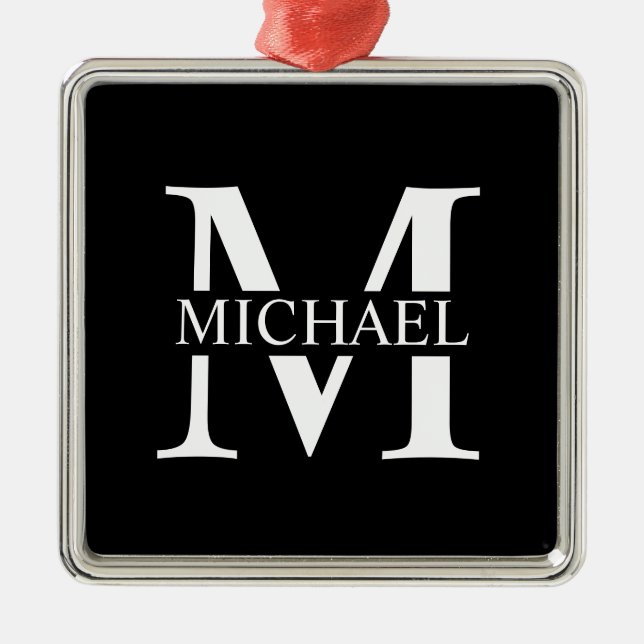 Schwarz-Personalisiert-Monogramm und Name Ornament Aus Metall (Vorne)