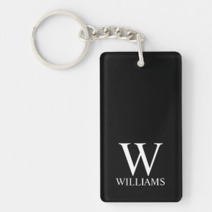 Schwarz-Personalisiert-Monogramm und Name Schlüsselanhänger