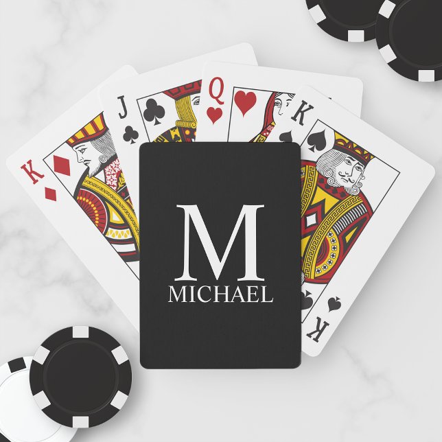 Schwarz-Personalisiert-Monogramm und Name Spielkarten (Von Creator hochgeladen)