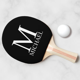 Schwarz-Personalisiert-Monogramm und Name Tischtennis Schläger
