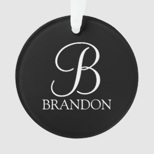 Schwarz-Personalisiert-Script-Monogramm und -Name Ornament