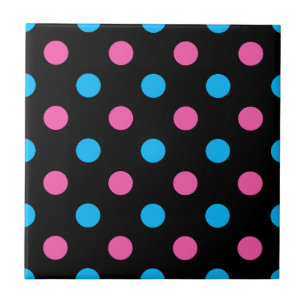 Schwarz Pink Blau Punkte Muster Fliese