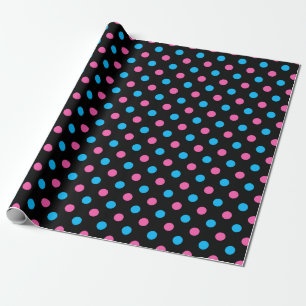 Schwarz Pink Blau Punkte Muster Geschenkpapier