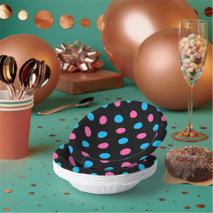 Schwarz Pink Blau Punkte Muster Pappteller