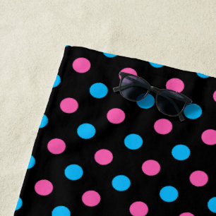 Schwarz Pink Blau Punkte Muster Strandtuch