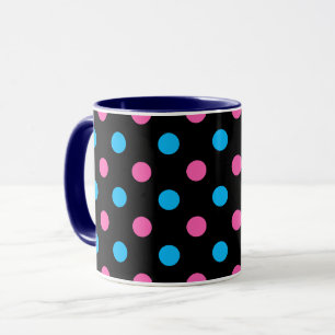 Schwarz Pink Blau Punkte Muster Tasse