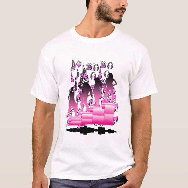 Schwarz-Pink-Farbgestaltung T-Shirt (Vorderseite)