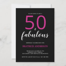 Schwarz Pink Fifty und Fabulous Fünfzigster Geburt