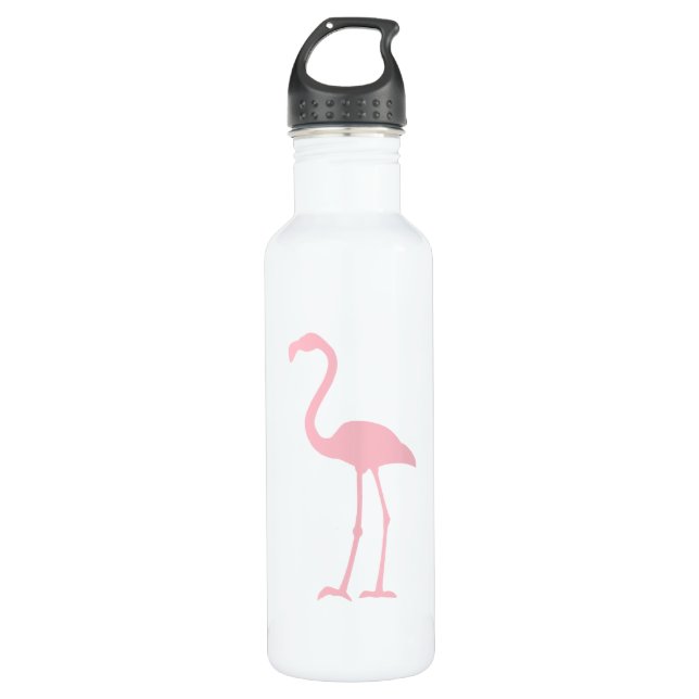 Schwarz-Pink-Flamingo Trinkflasche (Vorderseite)