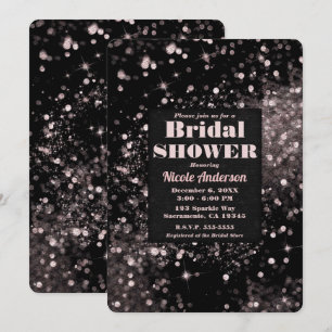 Schwarz & Pink funkelnde Lichter Glamour Brautpart Einladung
