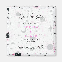 Schwarz-Pink-Himmelshochzeit retten das Datum