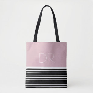 Schwarz Pink horizontale Streifen & Monogram .