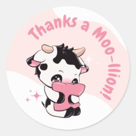 Schwarz Pink Kuh Weiße Wolke Vielen Dank Rundaufkl Runder Aufkleber