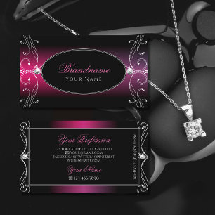 Schwarz Pink Lila Verzierung Glanz Diamanten Styli Visitenkarte