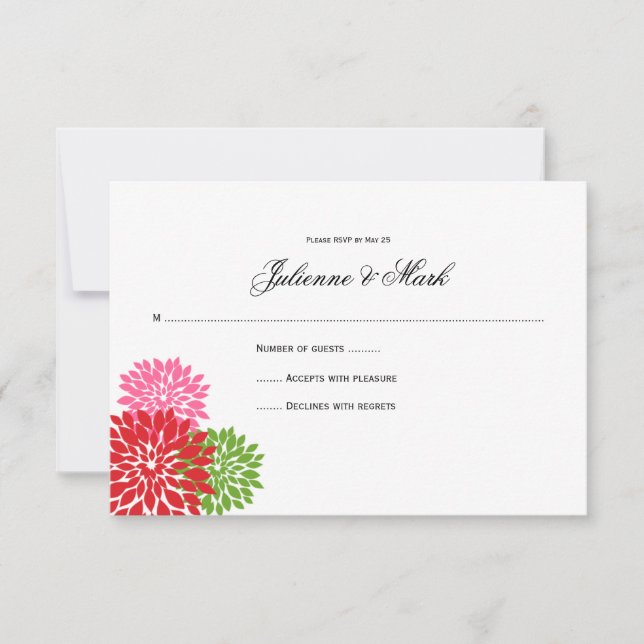 Schwarz-Pink-Linde-Grüne Blume Petals UAWG RSVP Karte (Vorderseite)