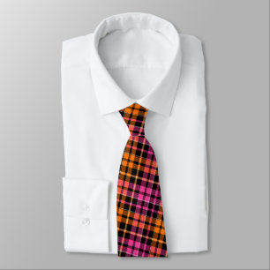 Schwarz Pink Orange Karo Tartan Design Krawatte