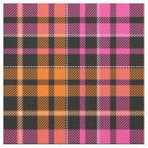 Schwarz Pink Orange Karo Tartan Design  Stoff