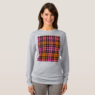 Schwarz Pink Orange Karo Tartan Design T-Shirt