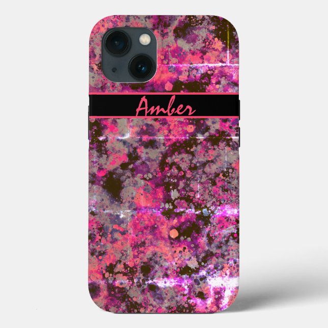Schwarz-Pink-Paint-Splash Personalisiert Case-Mate iPhone Hülle (Rückseite)
