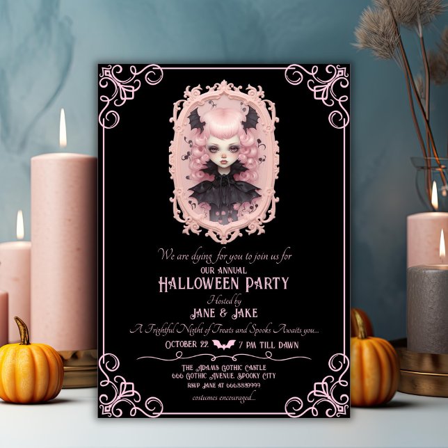 Schwarz-Pink-Pasteloween Spooky-Halloween-Party Einladung (Von Creator hochgeladen)