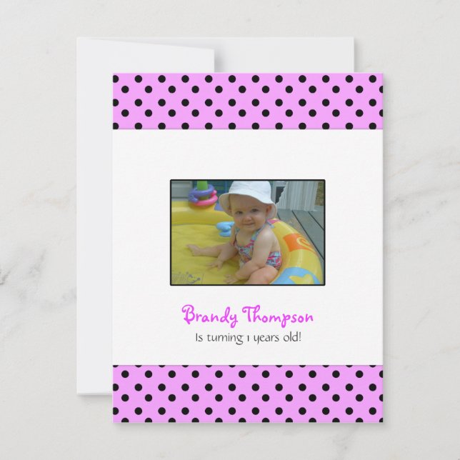 Schwarz-Pink-Polka-Dot-Party Einladung (Vorderseite)