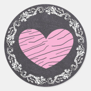Schwarz-Pink-Rosa-Herz-Hochzeitsticker Runder Aufkleber
