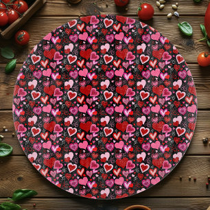 Schwarz Pink Rote Herzen Liebesmuster Schneidebrett