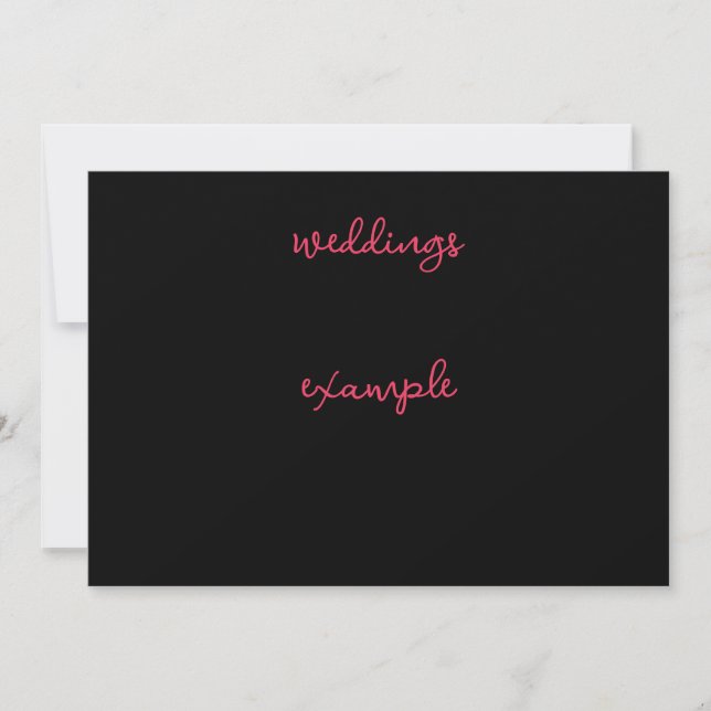Schwarz-Pink-Script-Hochzeit Einladung (Vorderseite)